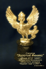 Диплом Московского областного конкурса "Лауреат года" (за 2007 г.) и статуэтка "Золотой Феникс"